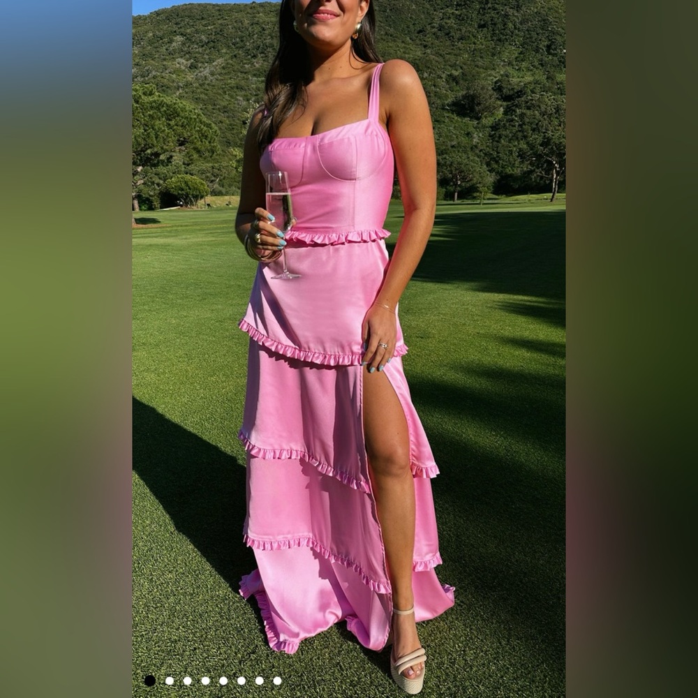 Show Me Your MuMu Lady Corset Dress in Pink Luxe Satin